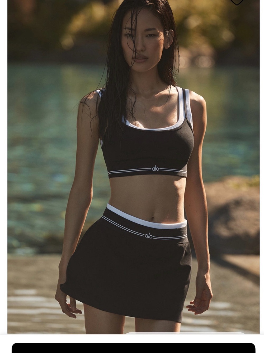 BNWT ALO Yoga Black Skort with White Ribbed Waistband SizeS